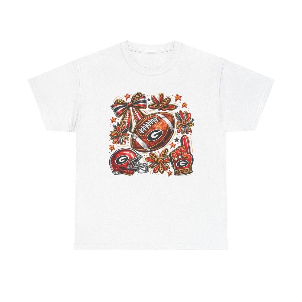 Ga Red And Black Football Collage T-Shirt